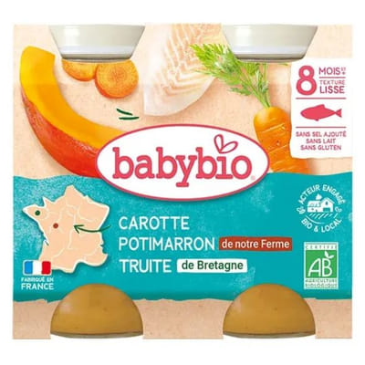 Babybio Carotte Potimarron Truite 8 Mois et + Bio 2 Pots de 200 g