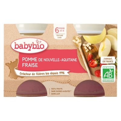 Babybio Pomme Fraise 6 Mois et + Bio 2 Pots de 130 g