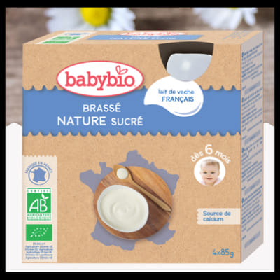 Babybio Brassé nature sucré, dès 6 mois, 4*85g