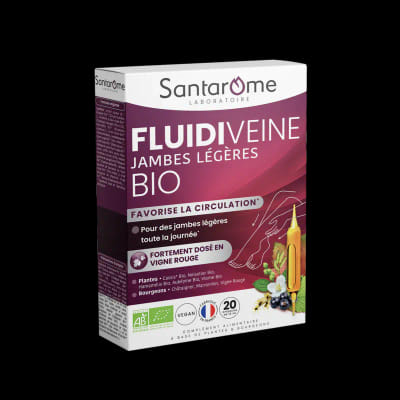 Jambes Légères Bio 20 ampoules Favorise la circulation Santarome
