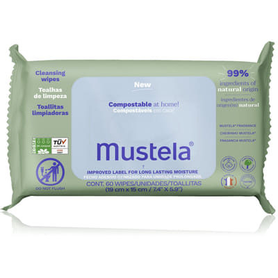 Mustela Compostable at Home Cleansing Wipes for baby 60 pcs
