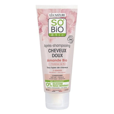 SO'BiO ETIC Après-shampooing au lait d'Amande et protéines de Riz - Cheveux doux - 200 ml