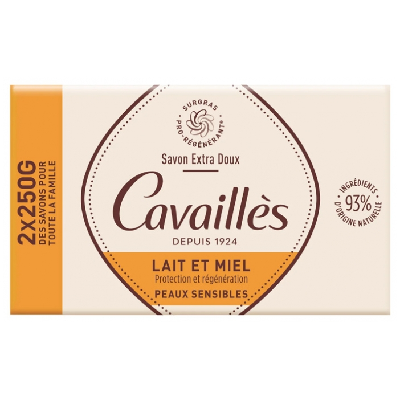 Rogé Cavaillès Savon Extra Doux Lait et Miel Lot de 2 x 250 g