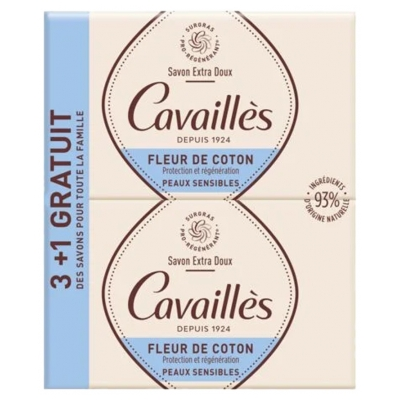 Savon Fleur De Coton 4x250g Extra Doux Rogé Cavaillès