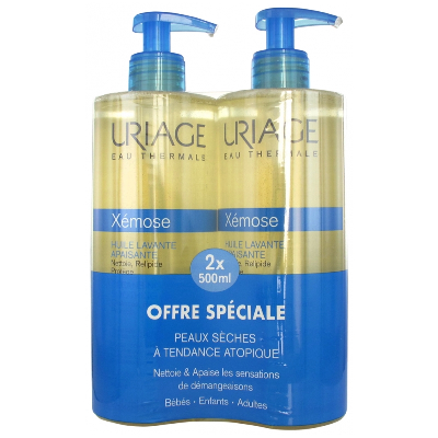 Huile Lavante Apaisante Peaux Tres Seches A Tendance Atopique 2x500ml Xémose Uriage