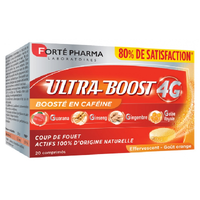 Booster d'Energie Naturel enrichi en Caféine 20 comprimés effervescents Ultra Boost 4G Forté Pharma Booster d'Energie Naturel enrichi en Caféine 20 comprimés effervescents Ultra Boost 4G Forté Pharma