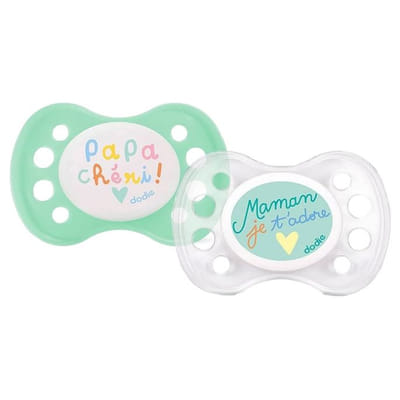 Symmetrical Silicone Pacifiers with Ring Collection Papa Maman 0 to 6 Months Dodie
