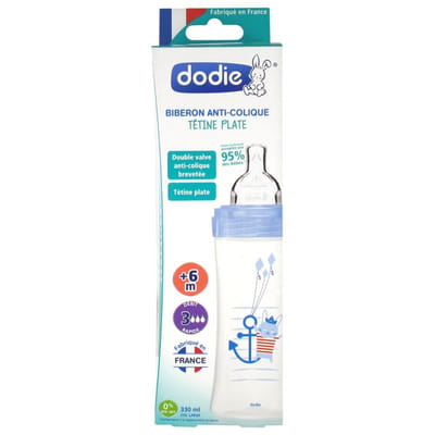 Dodie Sensation+ Bottle Flat Nipple Flow 3 Sea +6 Months 330ml