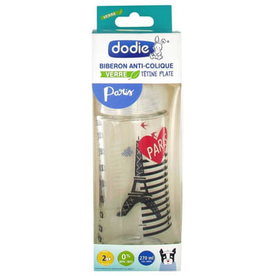 Glass Baby Bottle Paris 0 to 6 Months 270ml Dodie