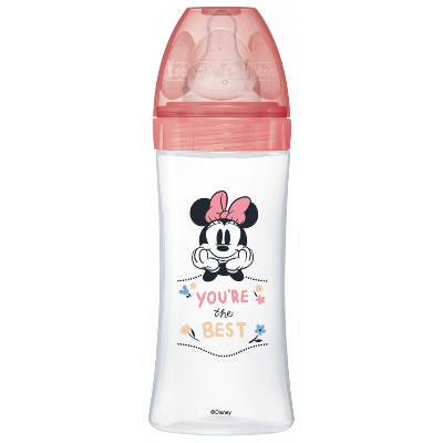 Dodie Initiation+ Biberon Anti-Colique Tétine ronde 3 Vitesses Débit 3 Minnie Fuschia +6 Mois 330ml