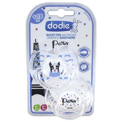 Dodie 2 Anatomical Pacifiers Silicone City Pattern 18 Months and +