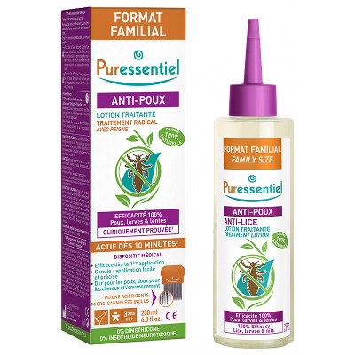 Lotion traitante anti poux et peigne 200ml Anti-Poux Puressentiel Lotion traitante anti poux et peigne 200ml Anti-Poux Puressentiel