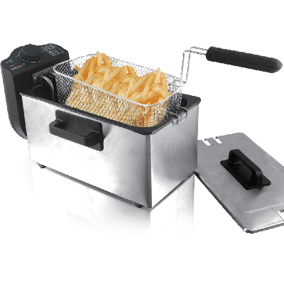 Techwood TFR-300 friteuse Unique 3 L Autonome 2000 W Noir, Acier inoxydable