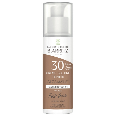 Laboratoires de Biarritz Alga Maris Crème Solaire Teintée Visage SPF30 Bio 50 ml - Teinte : Dorée