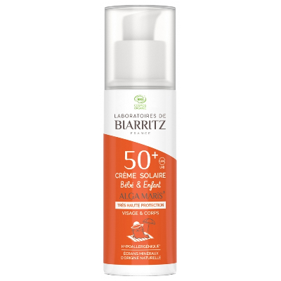 Crème Solaire Bébé et Enfant SPF50+ Bio 100ml Alga Maris Haute protection Laboratoires De Biarritz