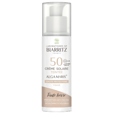 Laboratoires de Biarritz Alga Maris Crème Solaire Teintée Visage SPF50 Bio 50 ml - Teinte : Ivoire Laboratoires de Biarritz Alga Maris Crème Solaire Teintée Visage SPF50 Bio 50 ml - Teinte : Ivoire