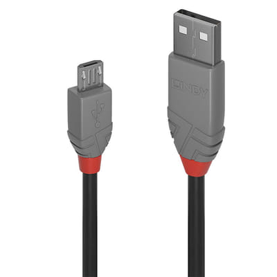 Lindy 36733 USB cable 2 m USB 2.0 USB A Micro-USB B Black, Gray