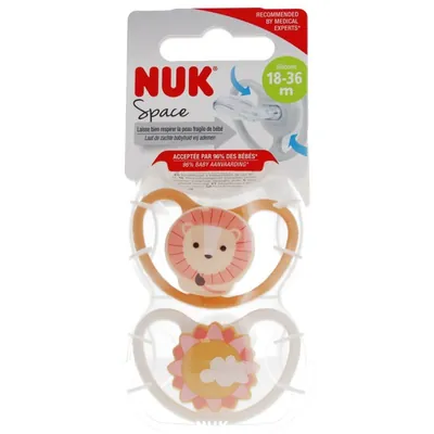 NUK Space 2 Sucettes Silicone 18-36 Mois - Modèle : Hibou/Panda