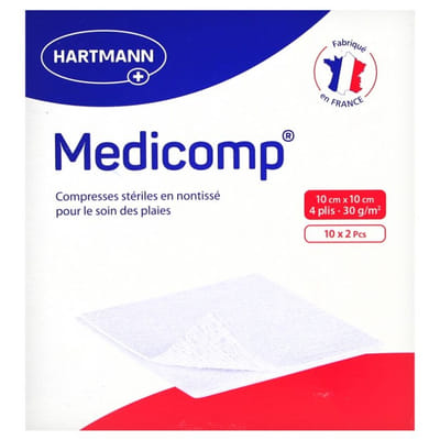 4-Ply Compresses 4 Thicknesses 10x2 Pieces Medicomp Sterile 10x10cm Hartmann