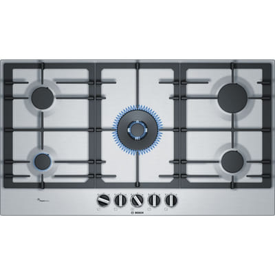 Bosch Serie 6 PCR9A5B90 hob Black, Stainless steel Built-in (placement) Gas 5 zones