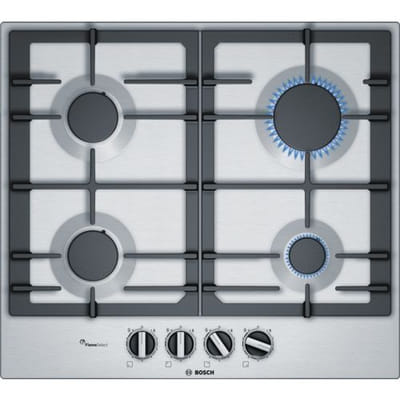 Bosch Serie 6 PCP6A5B90 Black, Stainless Steel Built-in (placement) Gas 4 zones