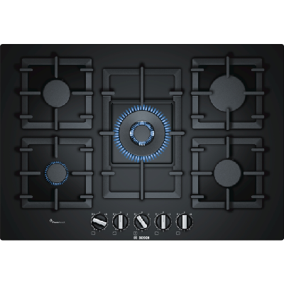 Bosch Serie 6 PPQ7A6B90 plaque Noir Intégré (placement) Gaz 5 zones