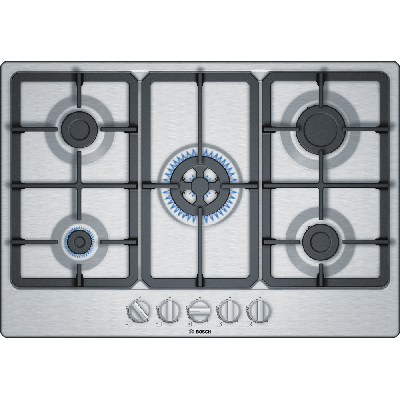 Bosch Serie 4 PGQ7B5B90 plaque Acier inoxydable Intégré (placement) 75 cm Gaz 5 zones