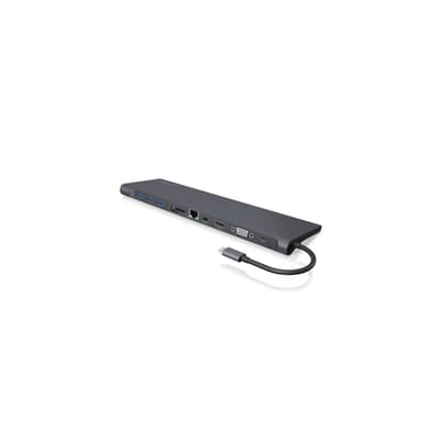 ICY BOX IB-DK2102-C USB 3.2 Gen 1 (3.1 Gen 1) نوع-C أنثراسايت، أسود