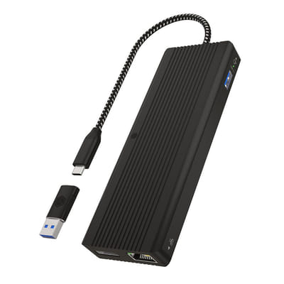 ICY BOX IB-DK4080AC مع كابل USB 3.2 Gen 1 (3.1 Gen 1) Type-C أسود