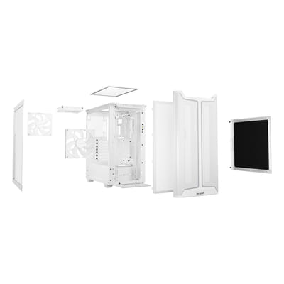 be quiet! Pure Base 501 White | Glass PC Case, Mini ATX / Micro ATX / ATX, 3 Pure Wings 3 140 mm PWM Fans, ARGB Strip