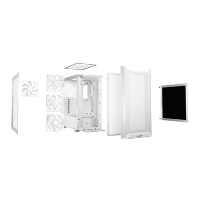 be quiet! Pure Base 501 White | Glass PC Case, Mini ATX / Micro ATX / ATX, 4 Light Wings LX PWM Fans, ARGB