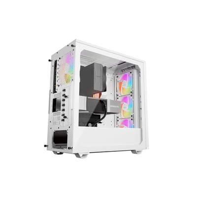 be quiet! Pure Base 501 White | Glass PC Case, Mini ATX / Micro ATX / ATX, 4 Light Wings LX PWM Fans, ARGB