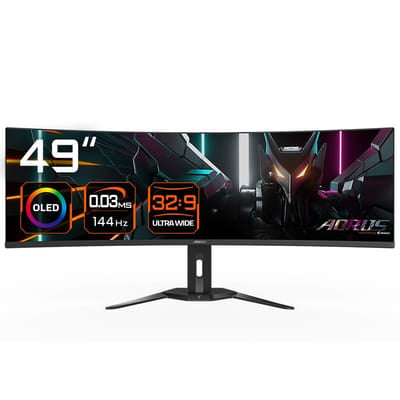 شاشة مسطحة GIGABYTE AORUS CO49DQ للكمبيوتر 124.5 سم (49") 5120 x 1440 بكسل Dual QHD أسود