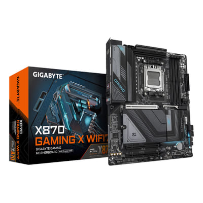 GIGABYTE X870 GAMING X WIFI7 Motherboard - Supports AMD Ryzen 9000 processors, 16+2+2 phases VRM, up to 8000MHz DDR5 (OC), 1xPCIe 5.0 + 2xPCIe 4.0, Wi-Fi 7, LAN 2.5GbE, USB 4