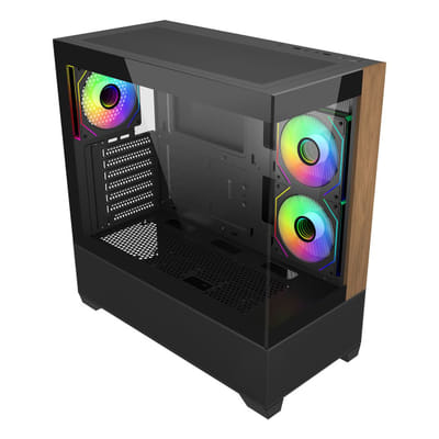 Cooler Master Elite 690 برج ميدي خشبي أسود