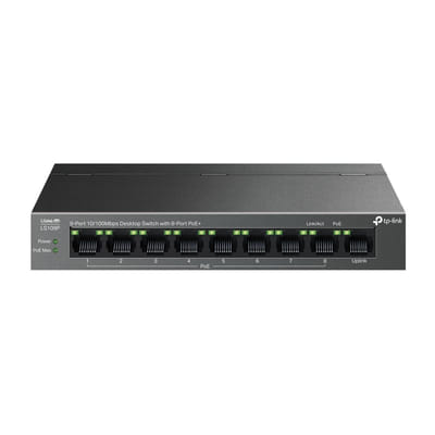 TP-Link LiteWave LS109P مفتاح شبكة غير مُدار إيثرنت سريع (10/100) اتصال إيثرنت، يدعم الطاقة عبر هذا المنفذ (PoE) أسود