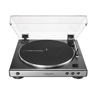 أوديو-تكنيكا AT-LP60XUSB جهاز تشغيل أسطوانات مدفوع بالحزام رمادي، معدني تلقائي بالكامل