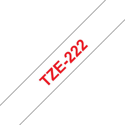 براذر TZe-222- شريط كاسيت لصانع الملصقات الأصلي – أحمر على أبيض، 9 مم عرض