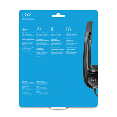 Logitech H390 USB Computer Headset Son numérique amélioré et commandes intégrées (981-000406)