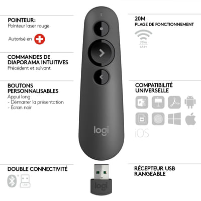 LOGITECH R500s Laser Presentation Remote GRAPHITE (910-005843)