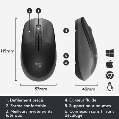 فأرة Logitech M190 لاسلكية بحجم كامل