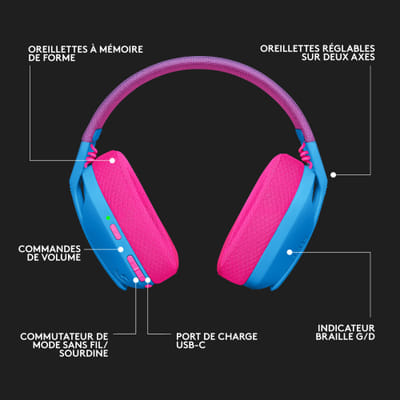 Logitech G G435 سماعات رأس لاسلكية للعب بلوتوث زرقاء