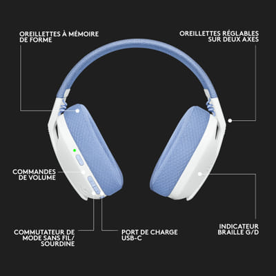 Logitech G G435 Wireless Headphones Play Bluetooth White