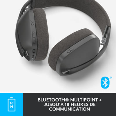 Logitech Zone Vibe 100 سماعات رأس لاسلكية للعب / موسيقى بلوتوث جرافيت