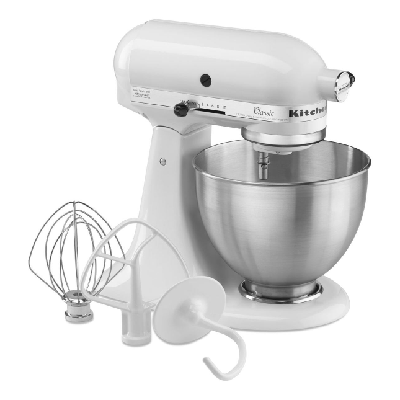 KitchenAid 5K45SSEWH mixeur Robot mixer 275 W Métallique, Blanc KitchenAid 5K45SSEWH mixeur Robot mixer 275 W Métallique, Blanc