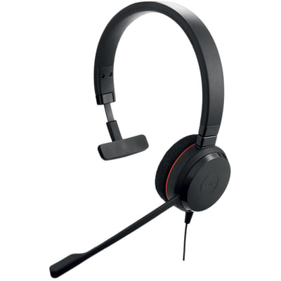 Jabra Evolve 20 MS Mono Headset Wired Over-Ear Office/Call Center USB Type-A Black (4993-823-109)