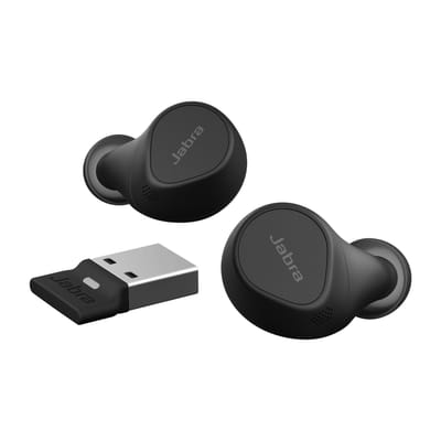 إيفولف 2 بودز MS، قاعدة USB-A MS، رابط 380 محول BT USB-A MS، كابل USB-C إلى USB-A بطول 30 سم، سدادات أذن، ضمان (20797-999-999)