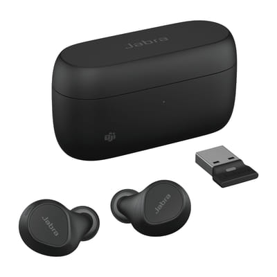 إيفولف 2 بودز MS، قاعدة USB-A MS، رابط 380 محول BT USB-A MS، كابل USB-C إلى USB-A بطول 30 سم، سدادات أذن، ضمان (20797-999-999)
