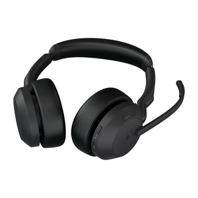 Jabra Evolve2 55 Wireless Headset Office/Call Center Bluetooth Charging Dock Black