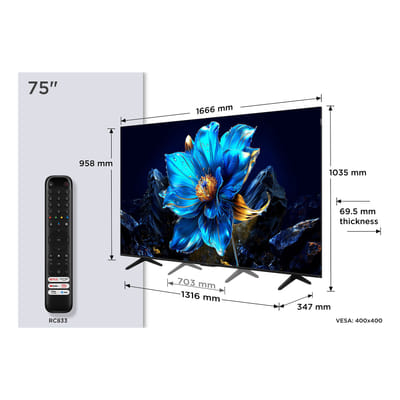 TCL P7K 75P7K TV 190.5 cm (75") 4K Ultra HD Smart TV Wifi Metallic 450 cd/m²